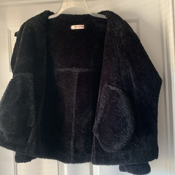By Flow Black Belted Faux Suede & Fur Jackets - Picture 7 of 15